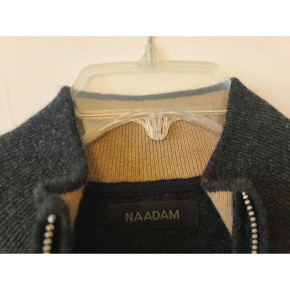 Sold! Naadam Mens Dark Gray Cashmere Quarter Zip Pullover Sweater XL - Picture 3 of 5